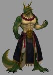  2023 5_fingers absurd_res anthro black_bottomwear black_claws black_clothing bottomwear chimo205 claws clothed clothing dragon finger_claws fingers green_body green_scales hair hi_res pecs reptile scales scalie white_bottomwear white_clothing 