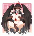  1girl 4boys black_choker black_footwear black_hair black_shirt black_wings blue_archive blush breasts choker closed_mouth dark-skinned_male dark_skin disembodied_penis double_v erection feathered_wings female_pubic_hair full_body halo hasumi_(blue_archive) hetero high_heels highres huge_breasts imminent_gangbang long_hair long_sleeves mole mole_on_breast multiple_boys navel penis penis_on_face penis_over_eyes penis_to_breast pubic_hair rezodwel shirt shoes smile solo_focus squatting surrounded_by_penises testicles uncensored v very_long_hair wings 