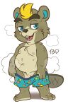  animal_crossing anthro balls beaver belly blonde_hair blue_eyes briefs brown_body brown_fur c.j._(animal_crossing) clothed clothing eyebrows flaccid freckles fur genitals hair hi_res male mammal musk navel nintendo nipples partially_clothed penis penis_base rodent slightly_chubby solo tbid thick_eyebrows underwear underwear_down undressing 
