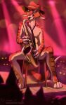  anthro background_eyes brown_body brown_inner_ear chair clothing convenient_censorship fedora felid feline furniture hat headgear headwear hi_res hypnosis looking_at_viewer male mammal markings mind_control musical_instrument musician nude on_chair orange_body pink_light saxophone sitting sitting_on_chair solo stage stage_lights strayer_17 striped_markings striped_tail stripes tail tail_markings tie_only wind_instrument woodwind_instrument yellow_eyes 