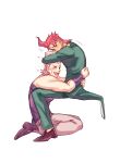  2608337875 2boys absurdres chair cheekbones earrings gakuran head_hug heart highres jean_pierre_polnareff jewelry jojo_no_kimyou_na_bouken kakyoin_noriaki kneeling male_focus multiple_boys purple_eyes red_hair school_uniform sitting stardust_crusaders 