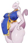  absurd_res belly big_belly big_breasts big_butt blush bodily_fluids breasts butt clothing female generation_1_pokemon genitals hand_on_hip hi_res im51nn5 lactating lactating_through_clothing legendary_pokemon martial_arts_style_mewtwo mewtwo navel nintendo nipple_outline nipples pokemon pokemon_(species) pregnant pussy solo sweat tail thick_tail thick_thighs wet wet_clothing wide_hips 