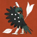  alternate_color animal_focus arms_up beak bird bird_legs bird_wings black_feathers black_wings claws decidueye dots feather_hair feathered_wings feathers green_feathers no_humans orange_eyes owl plume pokemon pokemon_(creature) polka_dot red_background red_pupils shiny_pokemon simple_background solo solo_focus spread_wings tail_feathers taiyakineco talons white_feathers winged_arms wings 