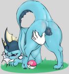  animal_genitalia animal_pussy anus ass_up begging bloodymascarade blue_pussy blush bodily_fluids butt butt_grab canid canine canine_genitalia canine_pussy disembodied_hand eeveelution female feral flagging generation_1_pokemon genital_fluids genitals hand_on_butt hi_res in_heat looking_at_viewer looking_back love_ball mammal nintendo pokeball pokemon pokemon_(species) presenting presenting_hindquarters presenting_pussy pussy pussy_juice raised_tail solo spread_legs spreading tail vaporeon 