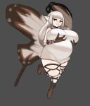  airy_(bravely_default) belly big_belly big_breasts breasts brown_eyes clothing fairy female flying hair hi_res holding_breast huge_breasts huge_thighs humanoid humanoid_pointy_ears looking_at_viewer nuumatic overweight overweight_female overweight_humanoid shirt simple_background smile solo teeth thick_thighs topwear white_hair winged_humanoid wings 