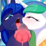 absurd_res equid equine female friendship_is_magic genitals group group_sex hasbro hi_res horn horse licking male male/female mammal my_little_pony nording oral penile penis penis_lick princess_celestia_(mlp) princess_luna_(mlp) semi_incest sex sibling_(lore) sister_(lore) sisters_(lore) threesome tongue tongue_out unicorn 