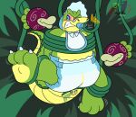  2023 3_toes alligator alligatorid angry anthro babification biped blush bound brok_(character) brok_the_investigator crocodilian diaper feet green_body hi_res kittypoofpad object_in_mouth pacifier pacifier_in_mouth reptile scalie tentacles toes 