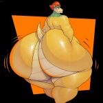  1:1 2023 absurd_res anthro big_butt biped blush bowser butt digital_media_(artwork) hi_res huge_butt huge_thighs hyper hyper_butt hyper_hips hyper_thighs looking_back male mario_bros nintendo nude rear_view schplingnops simple_background smile solo thick_thighs wide_hips 