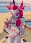  absurd_res anthro areola beach beach_chair beach_towel beach_umbrella blender_(software) blender_eevee bodily_fluids breasts breath breath_cloud canid canine cooler cum cum_in_mouth cum_inside cum_on_face cum_on_hand duo elisasharky_(artist) epic_games female fortnite fox fur genital_fluids genitals glowing glowing_eyes hair handpads hi_res human humanoid_genitalia humanoid_penis kimiko_five_tails kneeling kneeling_oral_position male male/female mammal nipples open_mouth outdoor_sex outside pawpads paws penis penis_on_tongue pink_areola pink_hair pink_nipples pussy sand sea seaside teeth tongue tongue_out towel water white_body white_fur 