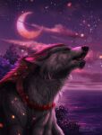  feral hi_res howl male melodyofforest moon night sea water 