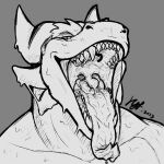  1:1 anthro anthro_pred bodily_fluids devourer_(razor_koopa) digital_media_(artwork) dragon drooling drooling_tongue esophagus fangs goo_creature goo_dragon goo_dripping hi_res horn imminent_vore larger_pred looking_at_viewer male male_pred monochrome mouth_shot mrustok muscular muscular_anthro muscular_male muscular_neck nostrills open_mouth oral_vore saliva saliva_on_tongue saliva_string salivating simple_background sketch slime smile solo spikes spikes_(anatomy) teasing teasing_viewer teeth throat tongue tongue_out uvula vore 