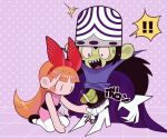  blossom_(powerpuff_girls) blush blush_stickers cartoon_network duo erection fangs female genitals hair haplorhine humanoid jvhamkuro looking_at_genitalia looking_at_penis male male/female mammal mojo_jojo monkey orange_hair penis powerpuff_girls primate teeth 