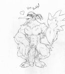  &lt;3 2023 abs anthro avian balls big_penis black_and_white crouching dialogue foreskin genitals graphite_(artwork) hi_res humanoid_genitalia humanoid_penis looking_at_viewer male monochrome muscular muscular_anthro muscular_male nintendo nipples pecs pencil_(artwork) penis penn_(tloz) pubes rito sketch solo text the_legend_of_zelda traditional_media_(artwork) utx-shapeshifter vein veiny_penis 