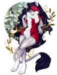  2017 4_toes 5_fingers alpha_channel anthro arm_support big_breasts black_body black_fur black_hair breasts britt_(wolf-ram) clothing detailed_background digitigrade dress evergreen_tree eyelashes facial_markings feet felid female female_anthro fingers firetally fur fur_markings grey_body grey_fur grey_nose hair head_markings hi_res highlights_(coloring) leg_markings lion long_hair mammal markings multicolored_hair pantherine pine_tree plant raised_arm red_eyes red_hair scarf signature simple_background smile snow socks_(marking) solo tail tail_tuft thick_thighs toes translucent translucent_hair transparent_background tree tuft two_tone_hair wavy_hair white_body white_fur wide_hips 