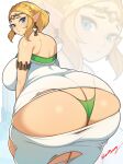  2023 big_breasts big_butt blonde_hair blue_eyes breasts butt clothing female hair hi_res humanoid humanoid_pointy_ears hylian nintendo not_furry princess_zelda probablynoon solo the_legend_of_zelda torn_clothing 