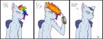  3_panel_comic andromorph angry blowtorch dragon fire hi_res intersex male mutemyth profanity rainbow_colored_hair sonar_caspersky text torch 