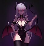  1girl absurdres ahyra ara_ara ass bone breasts curvy demon demon_girl demon_horns demon_tail demon_wings grey_hair highres horns huge_ass indie_virtual_youtuber large_breasts lipstick long_hair looking_at_viewer makeup mature_female non-web_source pointy_ears red_eyes solo tail thick_thighs thighhighs thighs vampire virtual_youtuber vozmad white_hair wings 