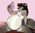  anthro belly big_belly canid canine felid feline fox girly heat_(temperature) hi_res invalid_tag male male_pred mammal solo tail tongue tongue_out vore warhamon 