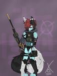  2_tails absurd_res activision armor blue_body blue_fur bluren_cat body_armor bulletproof_vest call_of_duty domestic_cat felid feline felis fur girly gun hair halo hi_res holding_object holding_weapon hz_foxy male mammal military_clothing multi_tail ranged_weapon red_eyes red_hair rifle scp_foundation simple_background sniper_rifle solo solo_focus tactical_gear tail weapon 