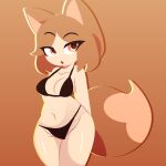  anthro bedroom_eyes bra clothing female fox_ears fox_tail half_naked humanoid hybrid narrowed_eyes panties rivergravidade seductive solo underwear 