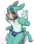  anthro bulge clothing collar erection jockstrap kneeling lagomorph leporid male mammal rabbit schermann solo underwear 