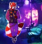  ailurid alcohol anthro beer bench beverage boots clothing eyewear footwear glasses hi_res male mammal outside park park_bench red_panda sinsquest solo 