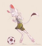  animancer backlit_ears bap bottomwear clothing dipodid football_(disambiguation) fur hi_res jerboa kick luck_(animancer) mammal pawb pawbs paws rodent shorts soccer sport white_body white_fur 