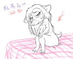  2018 animal_crossing anthro bed bed_sheet bedding breasts english_text eulipotyphlan female freckles freckles_on_face furniture hair_down half-closed_eyes hedgehog looking_at_viewer mammal narrowed_eyes nintendo nipples nude on_bed sable_able signature simple_background sitting sitting_on_bed solo text wastedtimeee white_background 