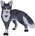  2013 aliasing alpha_channel ambiguous_gender bluekyokitty canid canine digital_drawing_(artwork) digital_media_(artwork) digitigrade feral flat_colors fox full-length_portrait fur grey_body grey_fur grey_inner_ear grey_nose grey_stripes looking_at_viewer low_res mammal paws portrait red_eyes sebdoggo simple_background solo standing striped_body striped_fur stripes tail transparent_background 