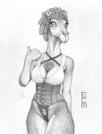  anthro bra breasts camel camelid clothing corset dromedary ecmajor female front_clip_bra hi_res horizontal_pupils lingerie mammal monochrome pupils solo topwear underwear 