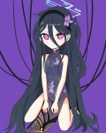  &lt;key&gt;_(blue_archive) 1girl absurdres alternate_costume bare_arms bare_legs bare_shoulders black_hair blue_archive china_dress chinese_clothes dress halo highres long_hair looking_at_viewer pink_eyes solo thighs thomason366 