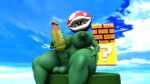  3d_(artwork) balls big_breasts big_penis breasts digital_media_(artwork) elemental_creature flora_fauna genitals hi_res humanoid intersex looking_at_viewer mario_bros nintendo nipples non-mammal_balls non-mammal_nipples penis piranha_plant plant skippyarts solo source_filmmaker vein veiny_penis 