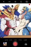  &lt;3 abs anatake anthro anthrofied biceps big_muscles blue_body bulge bulge_grab butt camera_view canid canine canis clothing crowned_shield_zamazenta crowned_sword_zacian duo fur generation_8_pokemon hair hi_res humanoid legendary_pokemon looking_at_viewer male male/male mammal muscular muscular_anthro muscular_male nintendo pecs pokemon pokemon_(species) recording red_body simple_background smile underwear vein veiny_muscles wolf zacian zamazenta 