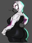 absurd_res anthro big_breasts big_butt bodysuit breasts butt canid canine canis clothing cosplay curvy_figure domestic_dog esahma female hi_res hood huge_butt mammal mask sketch skinsuit solo spider-gwen superhero_costume thick_thighs tight_clothing voluptuous 