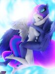  3d_(artwork) absurd_res blue_body blue_eyeshadow blue_fur blue_hair breasts digital_media_(artwork) embrace equid equine eyes_closed eyeshadow fan_character feet female female/female friendship_is_magic fur grey_body grey_fur hair hasbro hi_res horn hug humanoid_feet inkwell_stylus_(oc) makeup mammal my_little_pony nipples nude pegasus plantigrade princess_luna_(mlp) shadowboltsfm sparkles winged_unicorn wings 