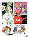 after_transformation anthro aroused big_breasts blue_body blue_fur blush bodily_fluids breasts captured chest_spike clothed clothing colored comic confusion crying dialogue english_text female fur gardevoir gender_transformation generation_3_pokemon generation_4_pokemon genitals green_body green_hair group hair hi_res human in_pokeball lucario male mammal mtf_transformation nintendo nude pokeball pokemon pokemon_(species) pussy red_eyes species_transformation speech_bubble spikes spikes_(anatomy) tears text tongue tongue_out transformation trio white_body white_hair yellow_body yellow_fur zneazel 
