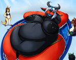  2019 anthro belly big_belly big_breasts bikini bikini_bottom bikini_top breasts claws clothed clothing eyewear fangs female fur group hair hand_behind_head hi_res horn kaiju karis_kaiju lying lying_in_water lying_on_another male mammal monster mostly_nude navel nipples nude obese obese_anthro obese_female on_back overweight overweight_anthro overweight_female pool shenzel sitting size_difference standing sunglasses swimming_trunks swimwear teeth thick_thighs tongue topless topless_anthro topless_female water wide_hips 
