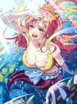  bikini earrings fish giant giantess green_eyes jewelry mermaid monster_girl moroi ocean one_piece pink_hair shell shell_earrings shirahoshi swimsuit underwater yellow_bikini 