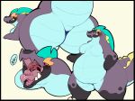  belly_scales bodily_fluids breasts chubby_female crema_(company) female gharunder_(temtem) gravitysinning hi_res null open_mouth saliva saliva_on_tongue saliva_string scales scalie speech_bubble temtem temtem_(species) thick_thighs 