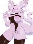  absurd_res anthro big_breasts blush breasts clothing colored eeveelution espeon female generation_2_pokemon genitals hi_res legwear nintendo nipples pokemon pokemon_(species) purple_body pussy solo tail terrible_existence_(artist) thick_thighs thigh_highs torn_clothing 