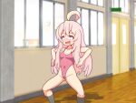  1girl haigure_pose highleg highleg_leotard highleg_swimsuit highres leotard mind_control onii-chan_wa_oshimai! open_mouth oyama_mahiro pink_hair swimsuit 
