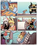  2023 alarm_clock anthro avian bat bear bed bird clock clothed clothing comic detailed_background female furniture group hi_res humor lagomorph leporid male mammal multiple_images rabbit school_bus signature sleeping tired z-t00n 