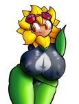  2022 big_breasts black_clothing black_shirt black_topwear breasts clothed clothing doregami electronic_arts elemental_creature elemental_humanoid eyewear female flora_fauna flower flower_creature goggles green_body hi_res huge_breasts humanoid nipple_outline not_furry plant plant_humanoid plants_vs._zombies plants_vs._zombies_heroes popcap_games shirt simple_background solar_flare_(pvz) solo sunflower_(pvz) topwear white_background 
