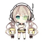  3girls bare_legs black_footwear blonde_hair blush blush_stickers brown_dress brown_sailor_collar c: chibi closed_mouth command_fairy_(girls&#039;_frontline) cross_hair_ornament crossed_arms dress fairy_(girls&#039;_frontline) full_body girls&#039;_frontline green_eyes hair_ornament hairclip headset light_brown_hair long_hair looking_at_viewer midriff multiple_girls navel official_art sailor_collar saru scouter shirt short_hair short_sleeves shorts simple_background smile standing straight-on suspender_shorts suspenders third-party_source transparent_background twintails v-shaped_eyebrows v-shaped_eyes very_long_hair white_shirt yellow_shorts yellow_wristband |_| 