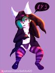  anthro border darkito420 digital_media_(artwork) female green_hair hair humanoid league_of_legends mammal riot_games simple_background smile solo text vex_(lol) white_border yordle 