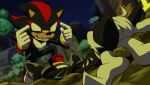  2boys black_footwear furry furry_male gloves highres infinite_(sonic) invincible_(series) joeadok looking_at_another lying meme multiple_boys night night_sky open_mouth red_eyes shadow_the_hedgehog sky sonic_(series) sonic_forces think_mark_think!_(meme) tree white_fur white_gloves 
