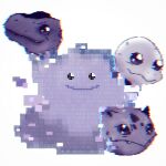  agumon binary bulbasaur crossover digimon digimon_(creature) ditto fangs glitch happy highres monster no_humans pokemon pokemon_(creature) simple_background smile squirtle turtle weirdomonmaster white_background 