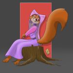  2020 anthro canid canine clothed clothing disney female fox half-closed_eyes hi_res jonnydoodle maid_marian mammal narrowed_eyes robin_hood_(disney) signature sitting smile solo 