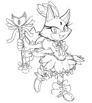  2023 anthro bell bell_collar blaze_the_cat bow_ribbon clothing collar digital_drawing_(artwork) digital_media_(artwork) dress felid feline female footwear frilly frilly_clothing magical_girl_outfit mammal ribbons sega shoes smile smiling_at_viewer solo sonic_the_hedgehog_(series) tail viofsa wand 