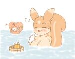  &lt;3 :3 anthro big_breasts blush breasts bucket container eyes_closed facial_markings female forehead_markings group happy head_markings hot_spring mammal markings mouse murid murine onsen open_mouth partially_submerged rodent sciurid simple_background smile species_request steam tree_squirrel trio ururu_maru water white_background white_clothes_(game) wooden_bucket 